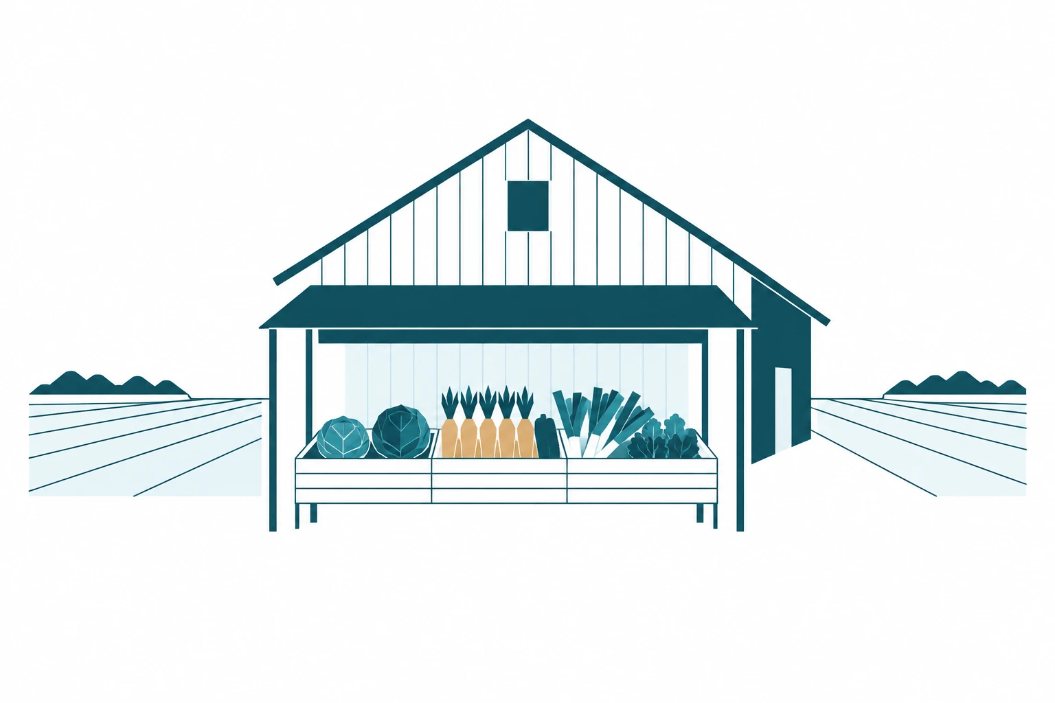 Illustrazione di un negozio in fattoria